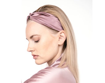 Brand New Slip Pure Silk Pale Pink Mulberry Twist Knot Headband for Hair Slip Pure Silk Knot Headband, Mulberry 22 Momme Silk, Pink  main image 3