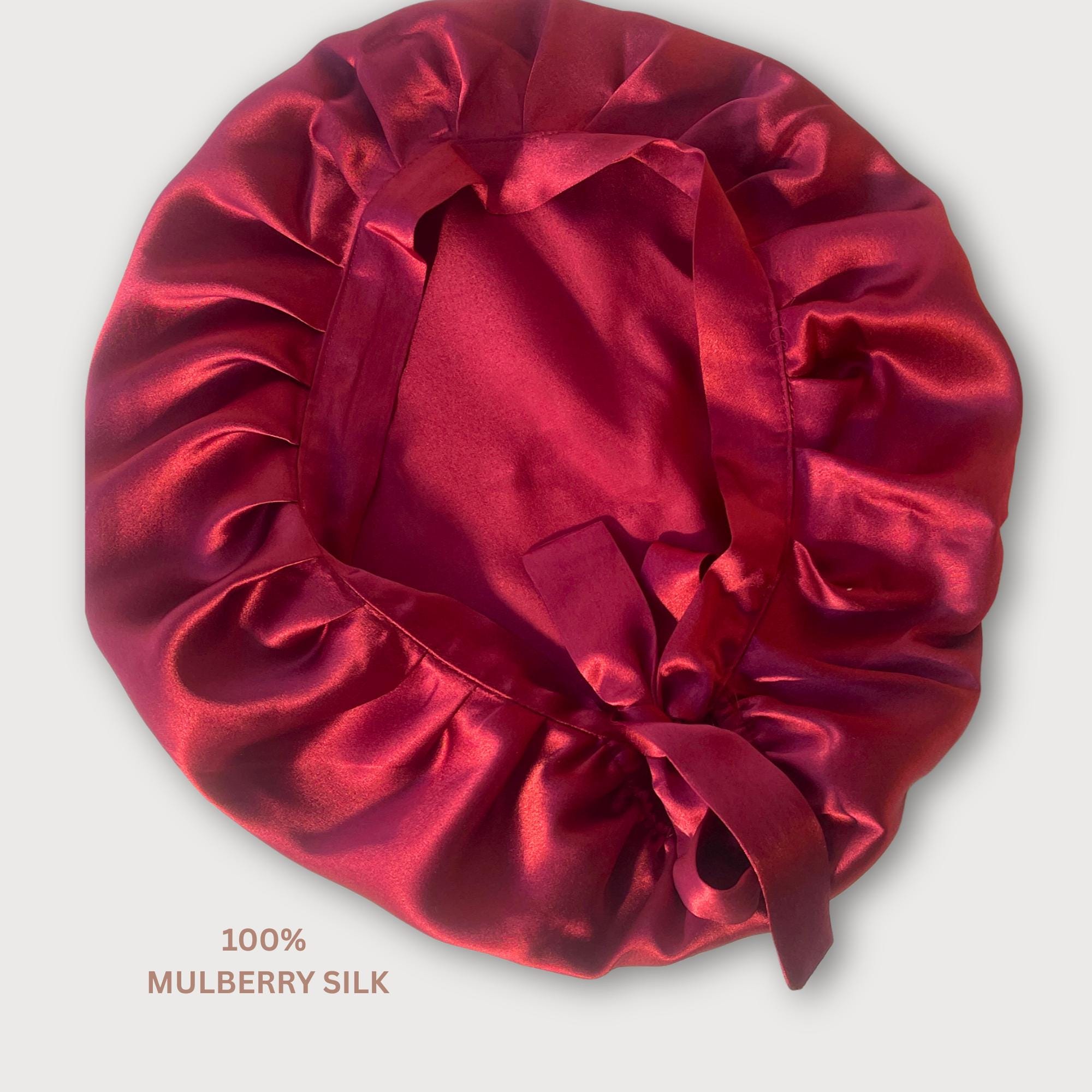 Silk Sleep Bonnet, Pure Mulberry Silk Hair Cap, Adjustable 