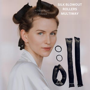 Silk heatless rollers, blowout hair bun maker curlers 1,5 inch overnight Sleep wrapper curler rods, no heat roller w snap button, gift 4 her