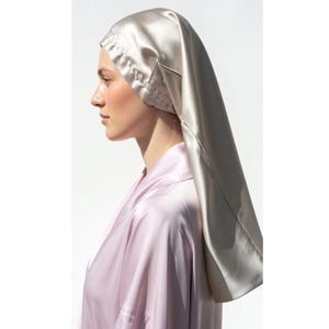 Extra lange Seiden Schlafhaube für lange Haare, reine Maulbeerseide Haarhaube, bequeme Nachthaube ohne Haarbruch, Locken Haarpflege Geschenk