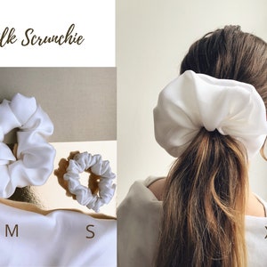 Jumbo Silk scrunchies , Extra large Mulberry silk bridal scrunchie, Silk organza scrunchie, Scrunchies set , pure 100% silk satin hair tie