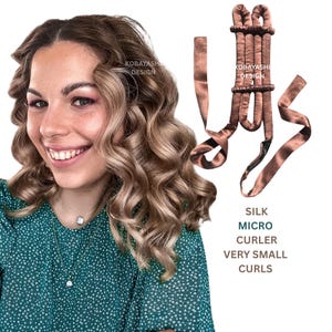 Micro Heatless Silk Hair Curler – Extra Small Mini Long Curl Rod for Tight Ringlets – Overnight No-Heat Curl Kit , tight Narrow curler gift