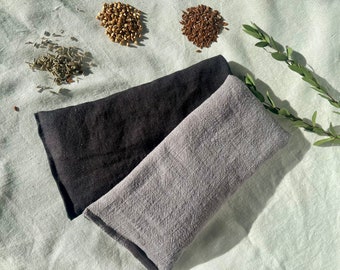Weighted Organic linen eye pillow hot/cold , lavender flaxseed rice heat pack eco cotton microwave heated Eye mask peppermint aromatherapy