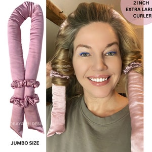 EXTRA Large heatless curler, jumbo size 2.5 inch big wide overnight curling ribbon, damage free XXL Blowout curls big roller,  no heat rod