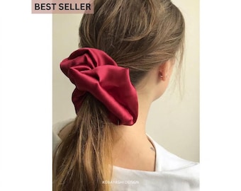Jumbo pure silk scrunchies, XXL giant Fluffy extra large Mulberry Silk scrunchy, oversized pure silk huge hair tie, gift for girlfriend