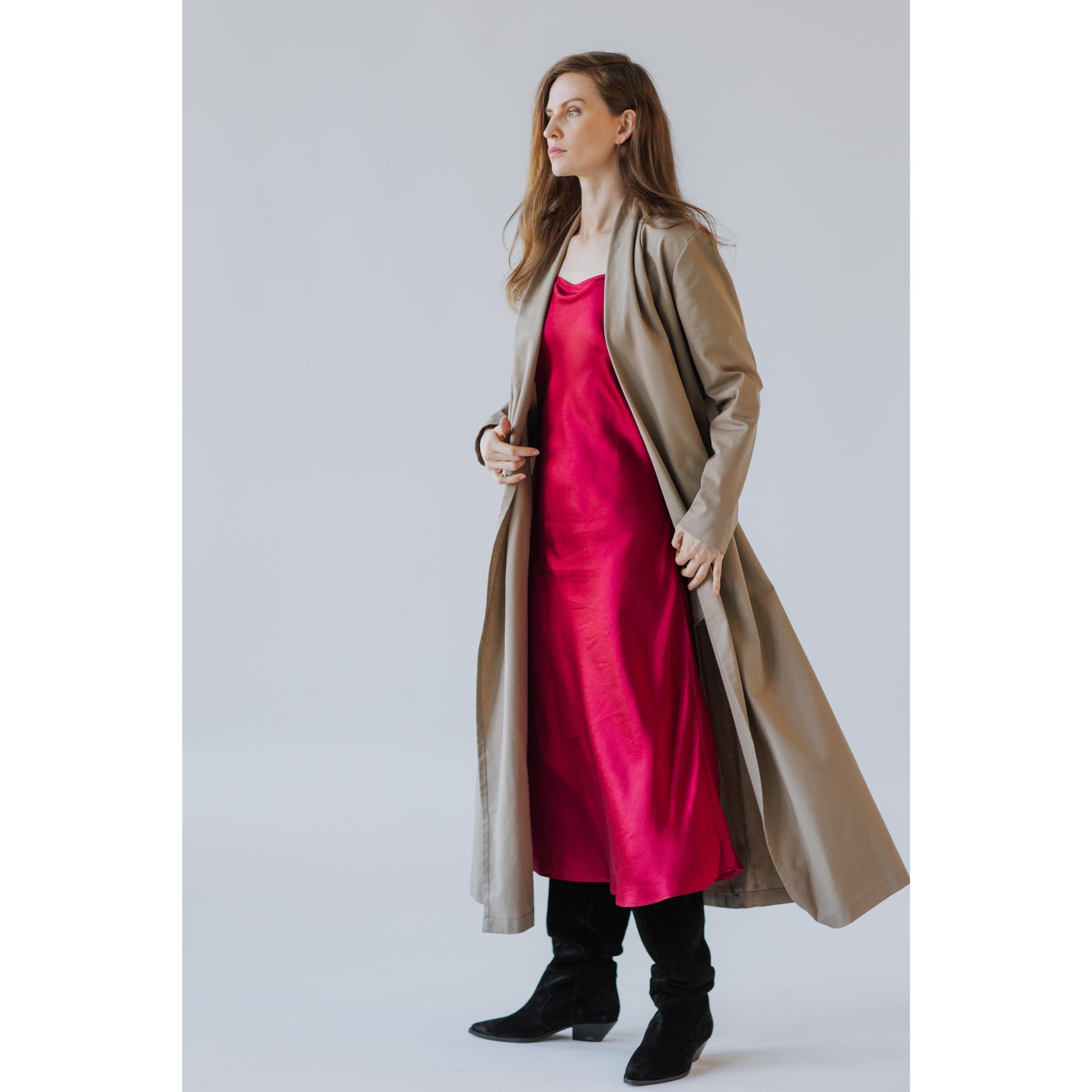 Long Black Maxi Minimalist Jacket, Ankle Length Cotton Coat, Long