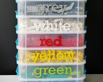 Colorful/Black Labels (12+) for sorting Lego (12)  - customizable