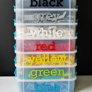 Colorful/Black Labels (12+) for sorting Lego (12)  - customizable