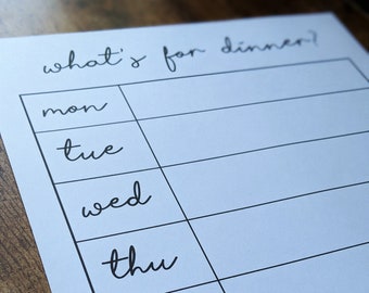 Weekly Dinner Menu Planner, Printable 8.5x11 (Digital Download PDF)