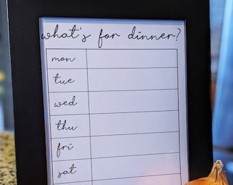 Dinner Menu Display, Weekly Dinner, 8x10 -- Printable, Frameable -- Digital Download PDF