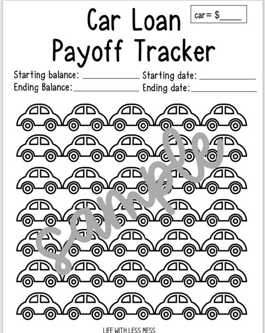 Car Loan Payoff Tracker Coloring Sheet - Auto Loan Coloring Sheet ...