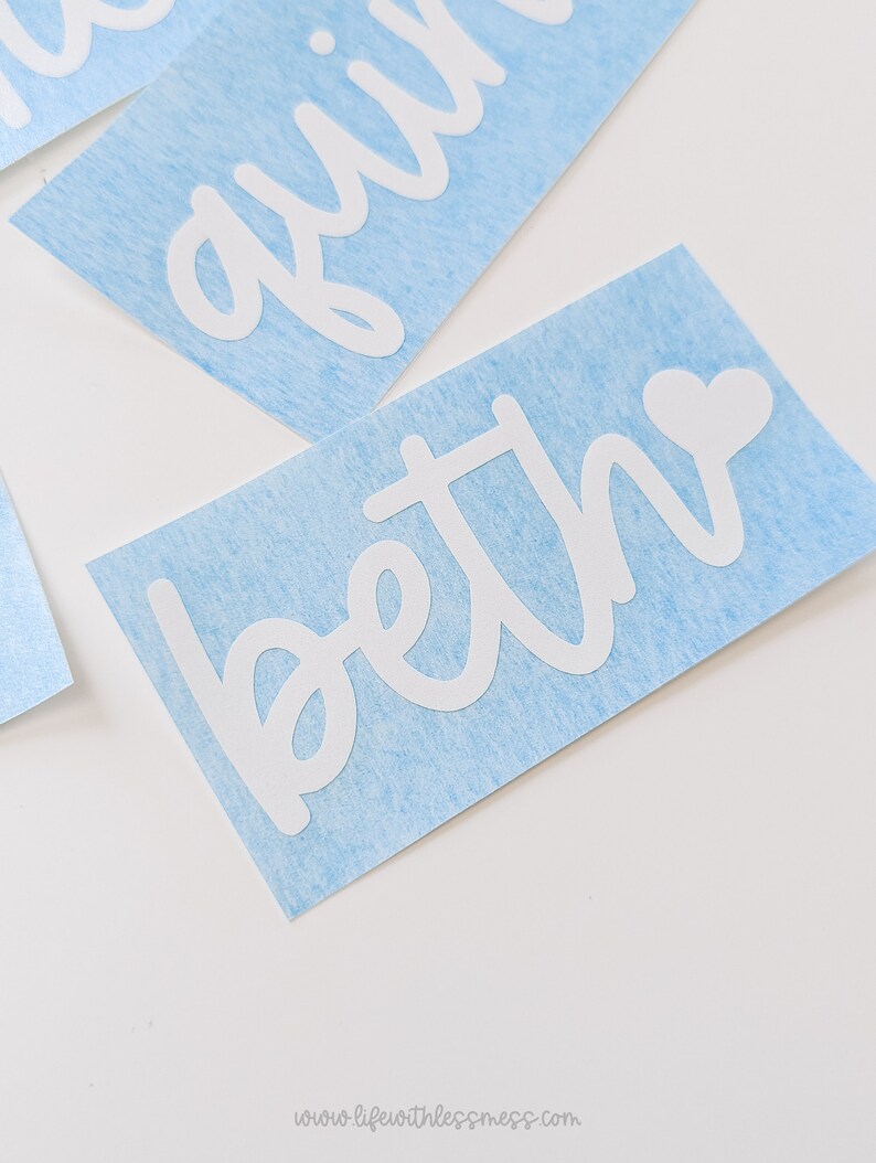 Custom Vinyl Name Sticker - Cursive Decal With Heart - Etsy