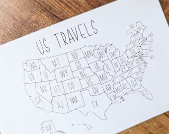 US Travels Bullet Journal Sticker - United States Map Sticker -