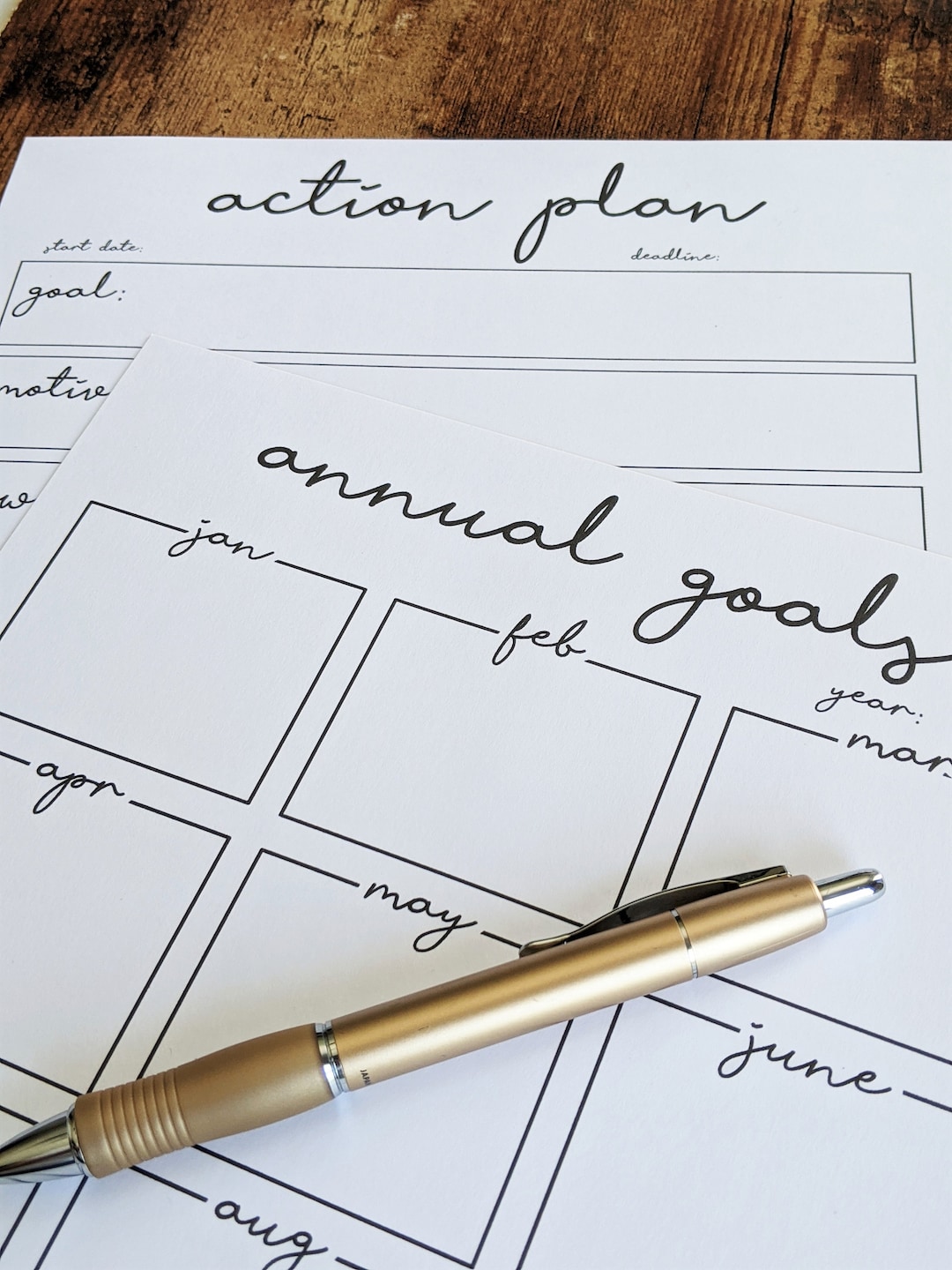 Goal Tracker & Goal Action Plan Bundle -- Yearly and Monthly ...
