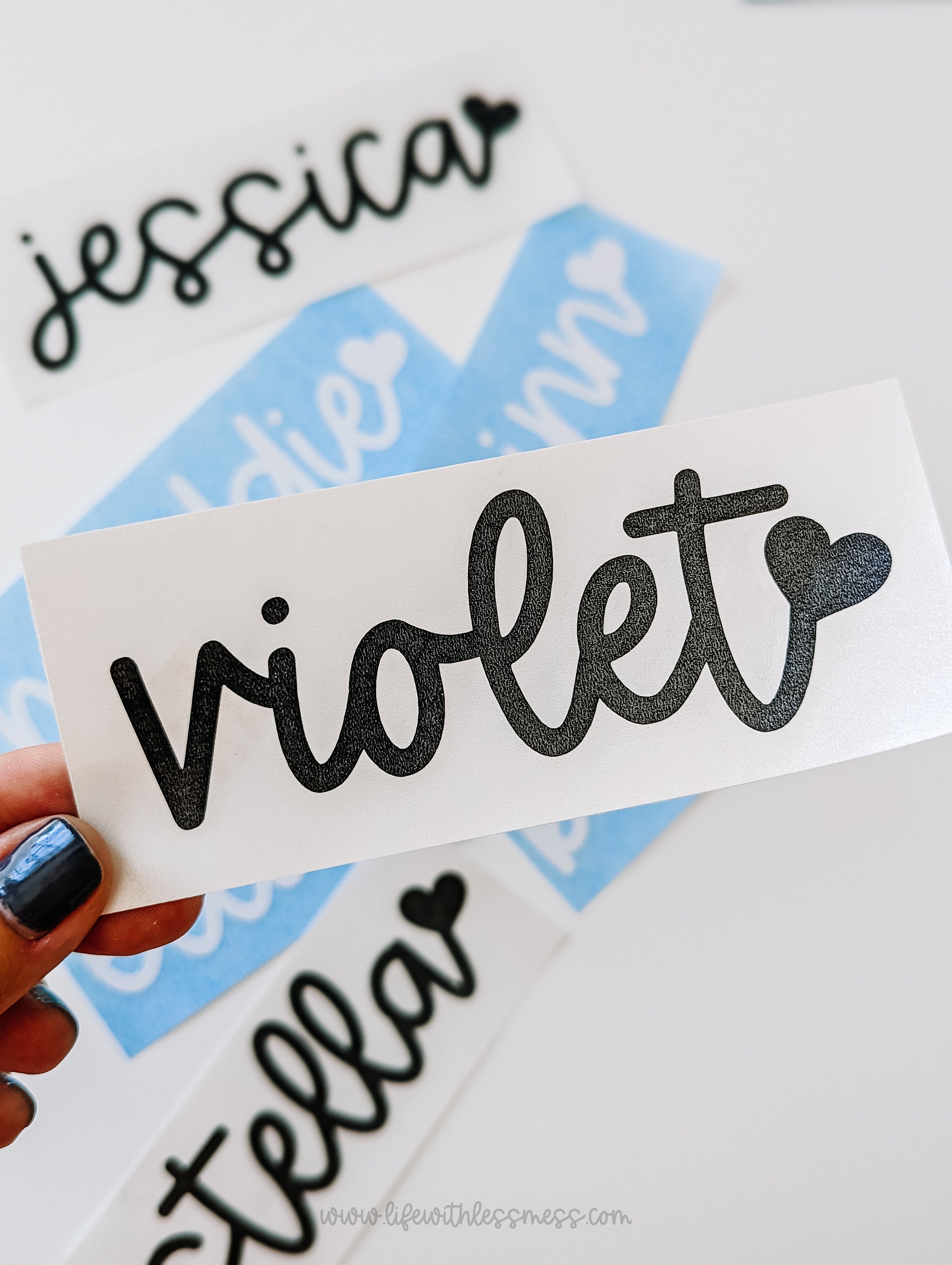 Sticker Cursive Name Custom Vinyl Name Sticker - Cursive Decal With Heart - Etsy