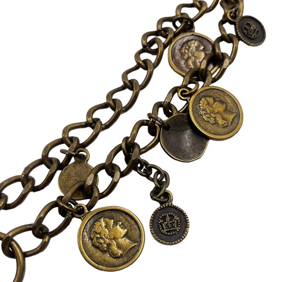 Vintage Bronze Tiered Coin Chain Belt 1990s Y2K  … - image 3