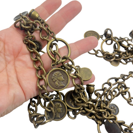 Vintage Bronze Tiered Coin Chain Belt 1990s Y2K  … - image 4