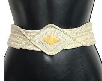 Vintage Gold Floral Fish Scale Belt 1980s 1990s Stretch  display picture 2