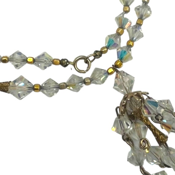 Vintage Glass Beaded Tassel Necklace 1950s 1960s … - image 3