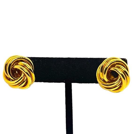 Vintage Petite Gold Knot Earrings 1980s 1990s Run… - image 1