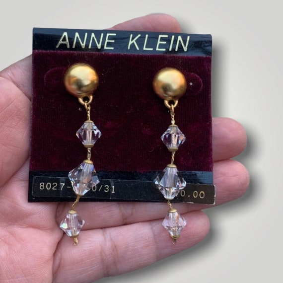 DAZZLING Vintage Anne Klein Beaded Crystal Earrin… - image 2