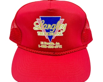 Casquette trucker Langley Trucking Mesh vintage, casquette snapback rouge
