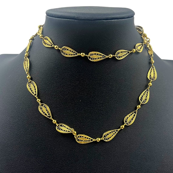 Vintage Trifari Gold Filigree Necklace Delicate C… - image 1