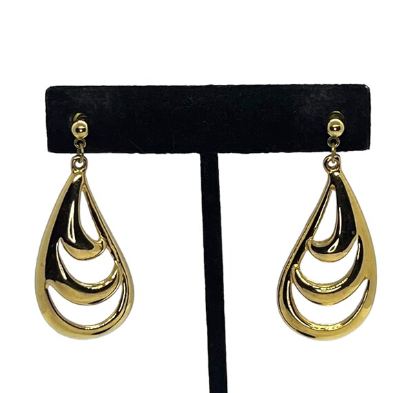 Vintage Napier Gold Drop Earrings 1980s 1990s Run… - image 3