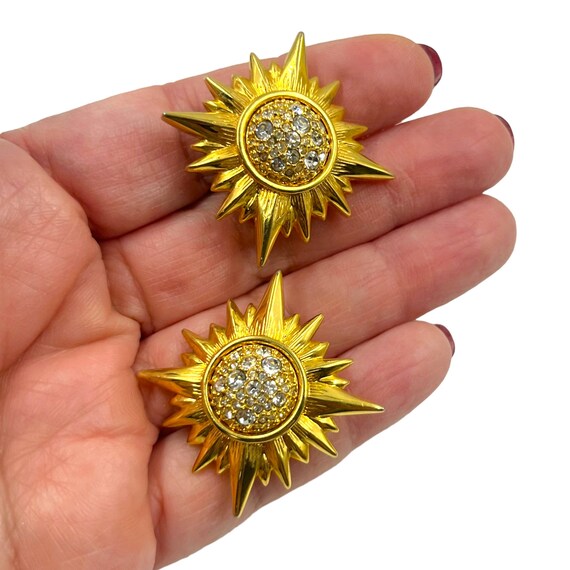Vintage Swarovski Crystal Sun Earrings 1980s 1990… - image 5