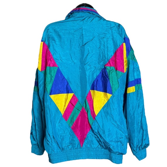 Vintage 1980s 1990s Windbreaker Jacket Blue Rainb… - image 4