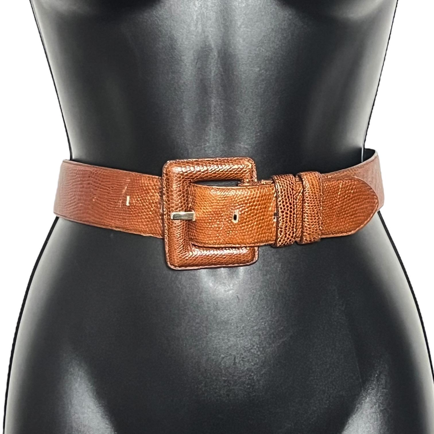 Vintage Amanda Smith Brown Leather Belt: 1980s Retro Chunky 