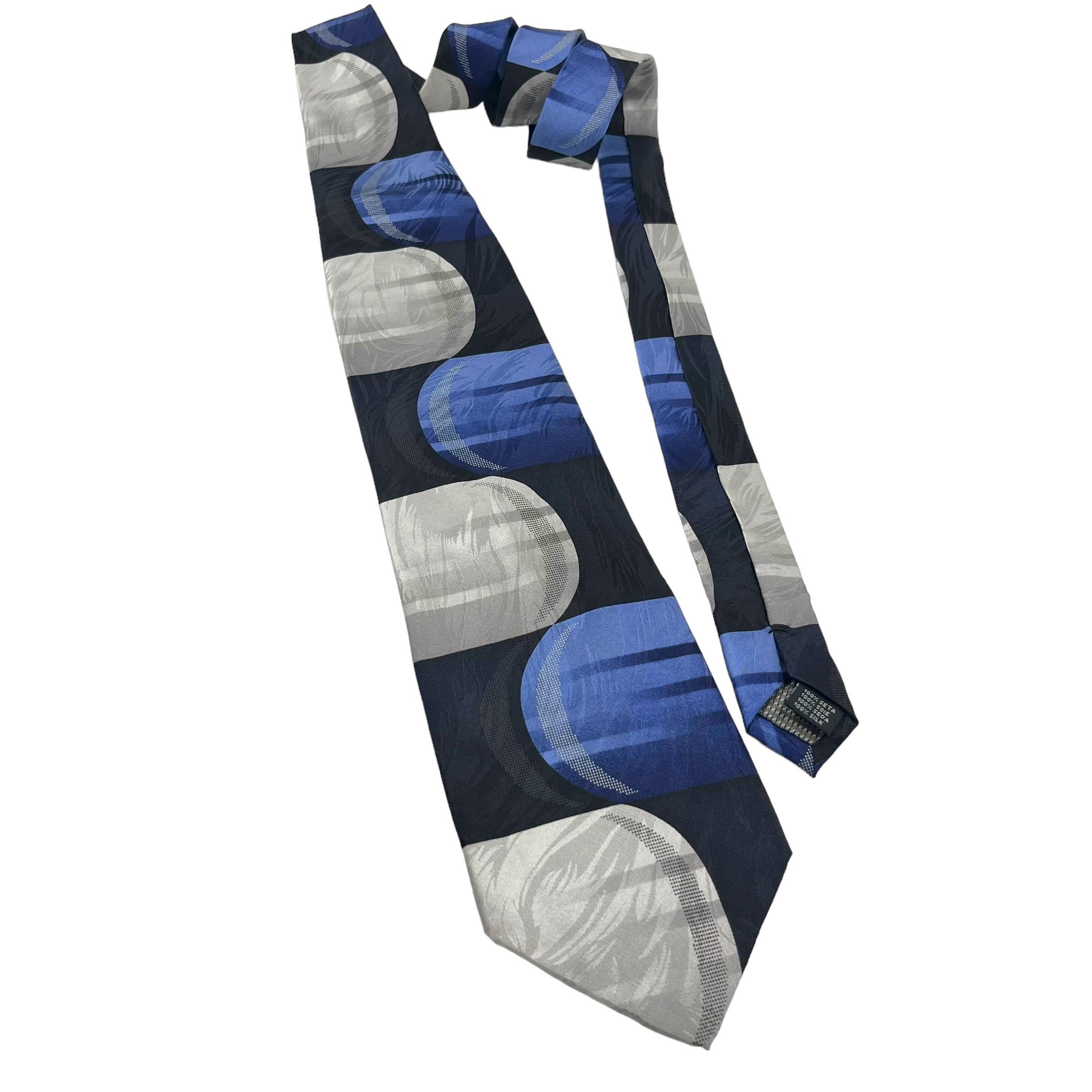 Vintage Giorgio Brutini Retro Tie 1980s 1990s Blue Black Abstract