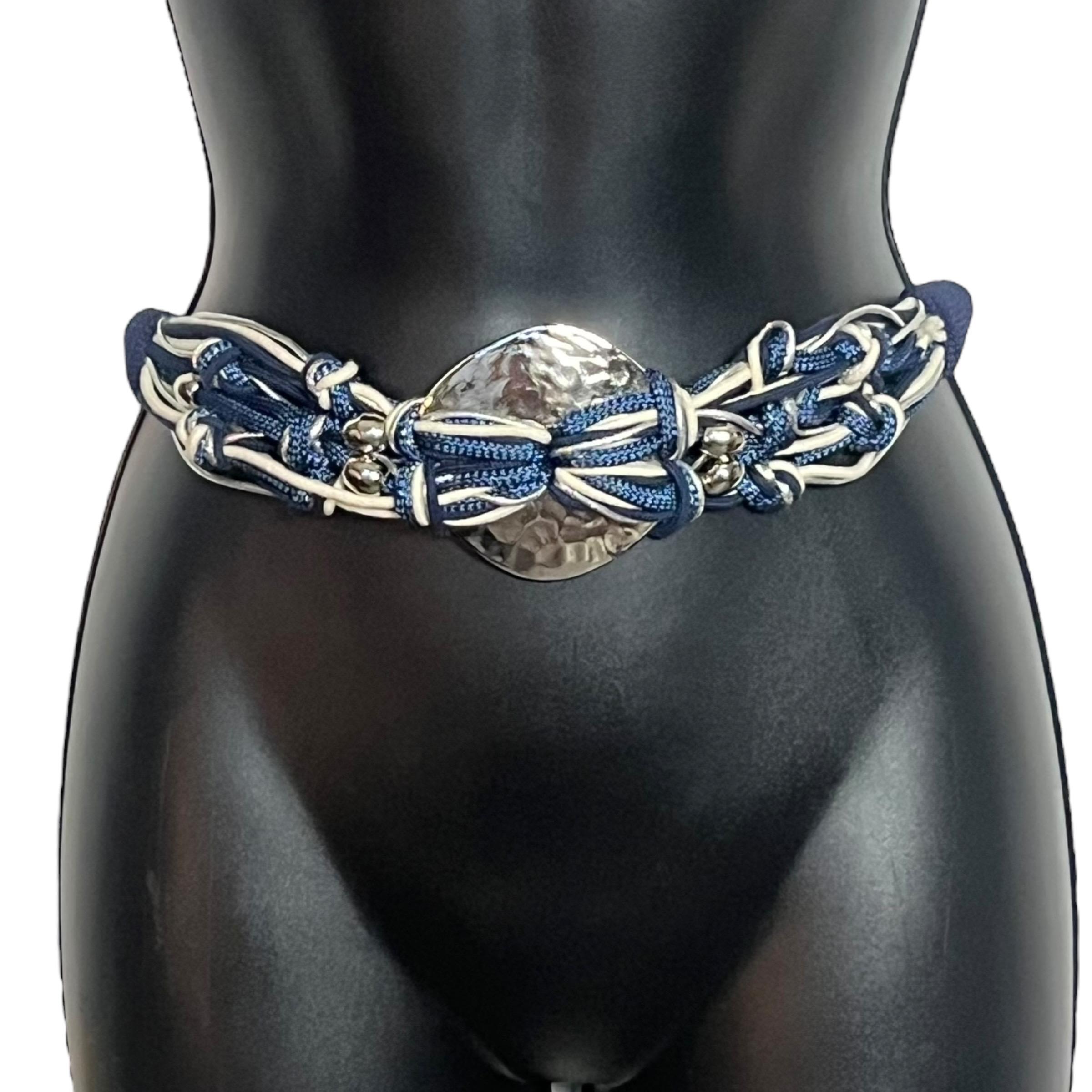 Vintage Macrame Belt Blue - Etsy