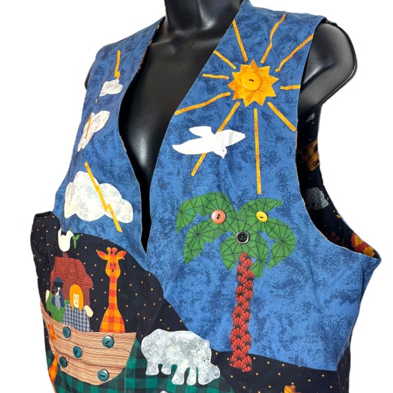 Vintage Quilted Noah’s Ark Vest 1980s 1990s Kitsc… - image 3