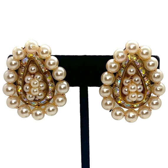 GORGEOUS Vintage Pearl Teardrop Earrings 1980s 19… - image 1