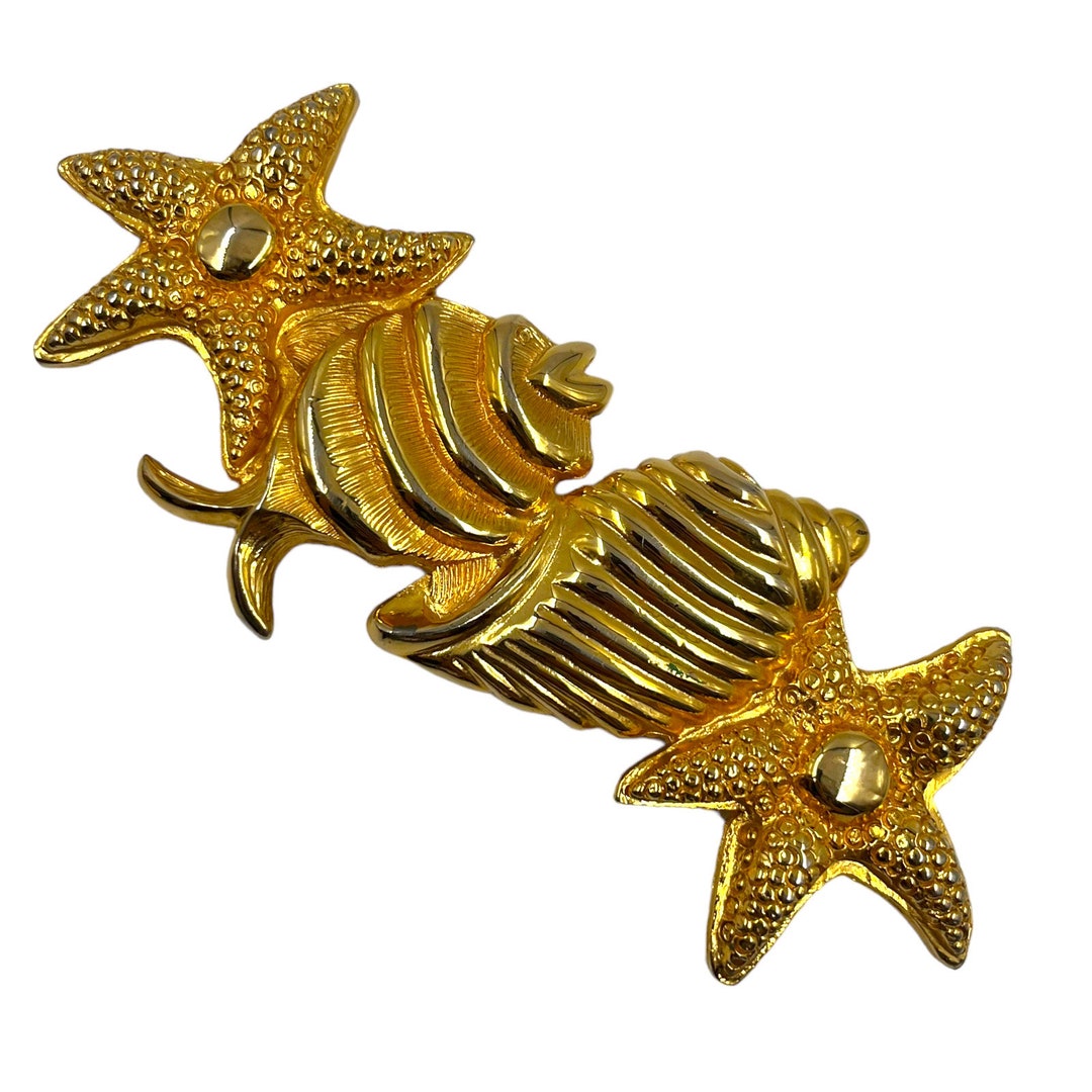 Vintage Dotty Smith Nautical Belt Buckle 1980s 1990s Gold Tone Chunky ...