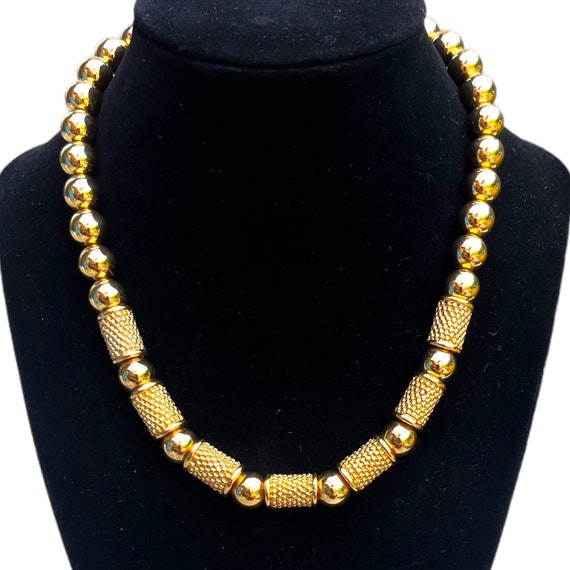 Vintage Napier Gold Beaded Necklace 1980s 1990s C… - image 1