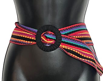 Vintage 90s rainbow striped woven cloth chord ribbon trim belt Vintage 90s Rainbow Striped Woven Cloth Chord Ribbon Trim  main image 2