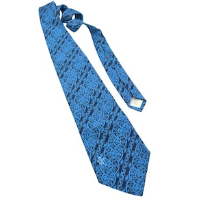 Vintage Wide Bronzini Tie 1960s 1970s Blue & Navy Midcentury All Polyester Retro MCM Mens Accessory Gift for Him