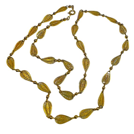 Vintage Trifari Gold Filigree Necklace Delicate C… - image 3