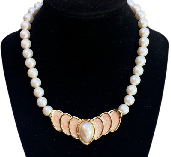 INCREDIBLE Vintage Napier Pearl Enamel Necklace 1… - image 1