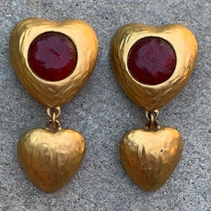 BIJOUX Vintage Venturina Paris Heart Drop Earrings 1980s 1990s