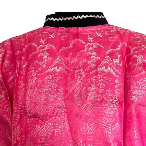 Vintage 1960s Chinese Asian Jacket Robe Black & P… - image 5