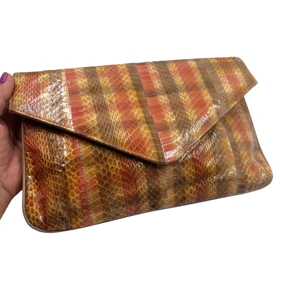 Vintage J Renee Clutch Purse 1970s 1980s Snakeski… - image 3