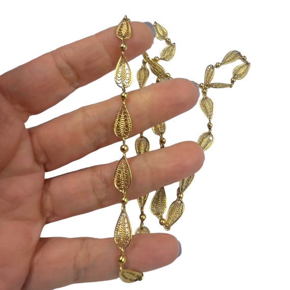Vintage Trifari Gold Filigree Necklace Delicate C… - image 4