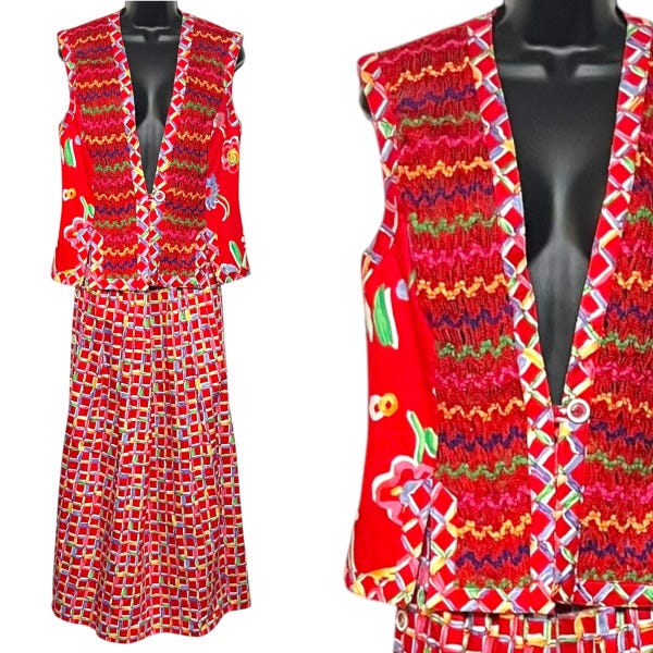 70’s/80’s Fitted Plaid Wool Circle Skirt and Blazer Suit by Patty Woodward