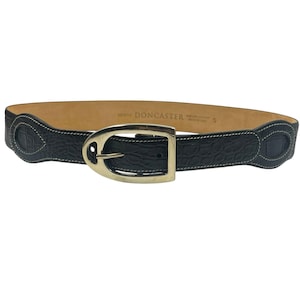 Vintage Doncaster Leather Belt Black Gold 1990s Y2K Made In Italy Classic Preppy Designer Size S