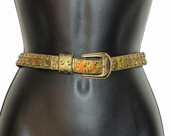 Vintage 90s womens belt ornate filigree bronze art deco size small maximalist Vintage 90s Womens Belt Ornate Filigree Bronze Art Deco Size  main image 3