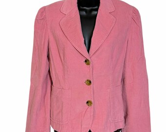 Chaqueta tipo blazer de pana rosa de Banana Republic, talla 10, estilo vintage Y2K, otoño, coqueta y preppy.