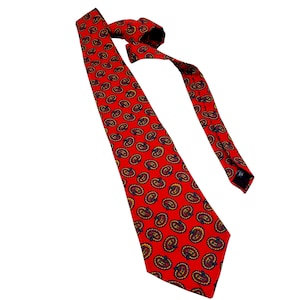 Vintage Gap Red Cotton Tie 1980s 1990s Classic Colorful Paisley Pattern Men&#39;s Designer Necktie Retro Gift For Him